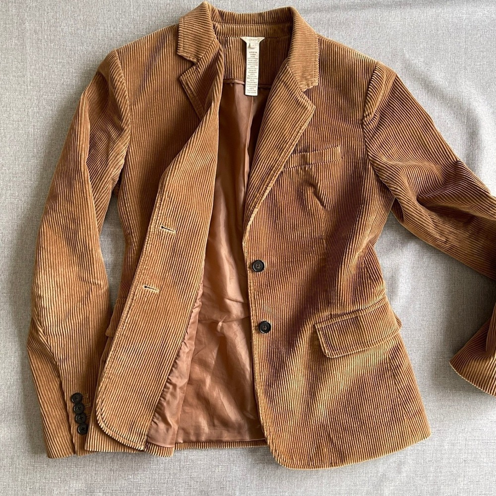 J.Crew Corduroy Blazer Jacket Camel Brown Preppy Academia Old Money Women Size 2 - Picture 2 of 16
